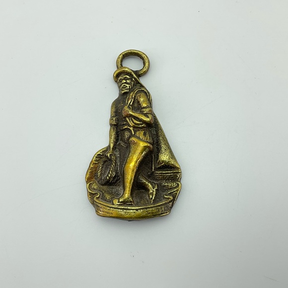 Vintage Brass Fisherman Figure, Home Decor, Ornament, Sailor Figurine, Steampunk - Picture 6 of 9
